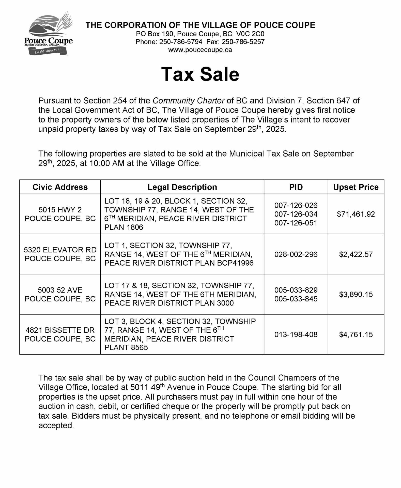 Tax Sale Notice First Notice September 19 2025 Village Of Pouce Coupe tax-sale-notice-first-notice-september-19-2025-village-of-pouce-coupe